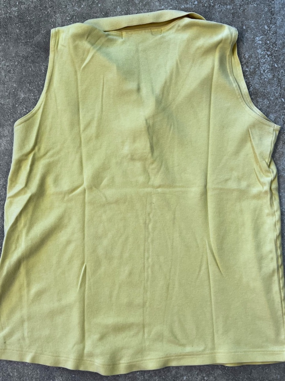 Menemsha Blues Yellow Sleeveless Women’s Polo with Navy Fish Logo - Picture 5 of 5